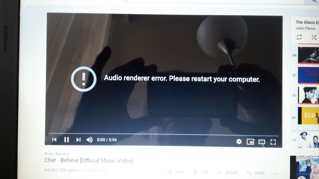 YouTube Audio Renderer Error