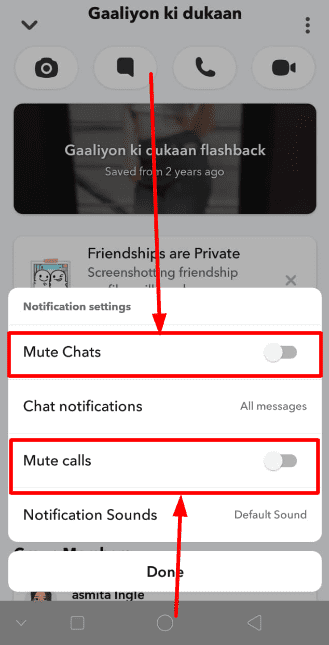 Toggle on the “Mute Chats” option. You can also toggle on “ Mute Calls” to avoid the call notifications