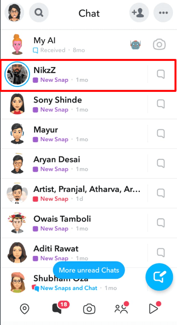 Open the chats section in your Snapchat and long-press on the user you want to block