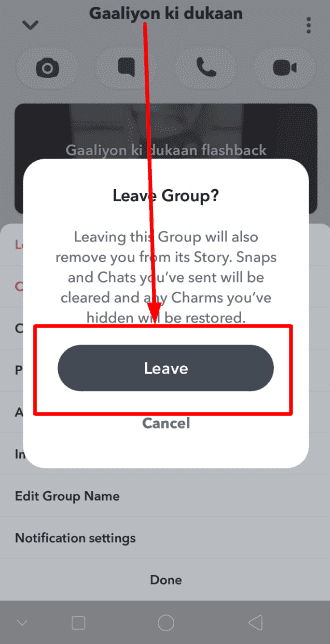 Tap on “Leave” to confirm
