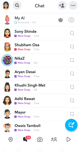 Open your Snapchat application and go to the chat feed