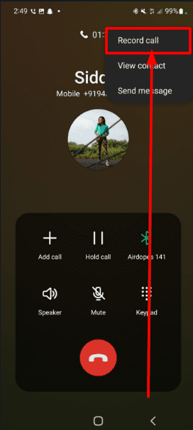 tap on the "Record Call" option
