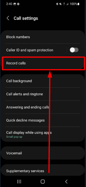 navigate to settings and select the "Record Calls" option