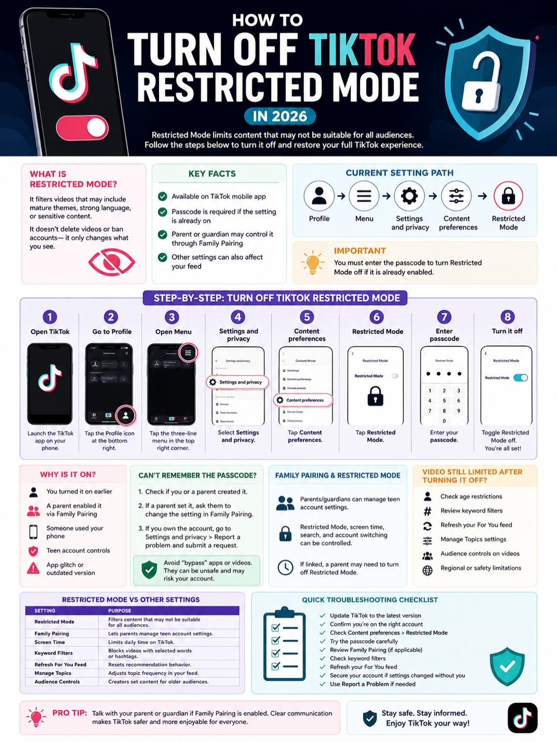 turn off tiktok restricted mode